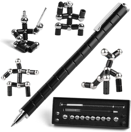 VYWmna Fidget Pen for Adults Kids,Toy Pen Decompression Magnetic Metal Pen, Desk Toys Multifunctional Deformable Magnet Writing Pen(Black)