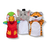 Melissa & Doug Safari Buddies Hand Puppets, Set of 6 (Elephant, Tiger, Parrot, Giraffe, Monkey, Zebra) - Soft, Plush Animal Hand Puppets For Toddlers And Kids Ages 2+ (Multicolor)