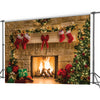 CYLYH 7x5ft Christmas Photography Backdrops Child Christmas Fireplace Decoration Background for Photo D087