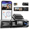 AZDOME M550 4K WiFi 3 Channel On Dash Cam, Dual Front and Rear for Car 4K+1080P Free 64GB Card, Built-in GPS 24H Parking Mode IR Night Vision WDR 3.19