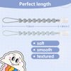 4-Pack Silicone Pacifier Clips for Baby Boys and Girls - with One-Piece Beads, Flexible and Rust-Free Holders for Teething Relief and Baby Essentials - Safe for Newborns (Grey)