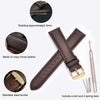 WOCCI 18mm Vintage Leather Watch Band for Men and Women, Gold Buckle (Dark Brown)