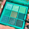 evpct 9 Colors Cyan Light Bule Emerald Mint Dark Green Glitter Shimmer Eye Shadow Makeup Palette Highly Pigmented Waterproof Matte Glitter Shimmer Pearl Daily Party Sparkling Eyeshadow Palett for Girl