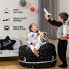 Stuffed Animal Storage Bean Bag Chair Cover for Kids & Adults | Washable XL Stuffie Seat | 100% Cotton | Pouf Organizer for Plush Toys, Linens, Quilts & Pillows | Starry Night