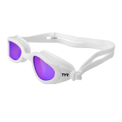 TYR Special Ops 2.0 Swim Goggles with Polarized, Anti-Fog Lenses, for Men and Women, White/Purple