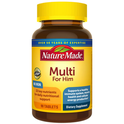 Nature Made Multivitamin For Him, Men's Multivitamin for Daily Nutritional Support, 90 Tablets (Pack of 3)