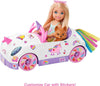 Barbie Chelsea Doll & Unicorn Toy Car, Blonde Small Doll in Removable Skirt, Pet Puppy, Sticker Sheet & Accessories