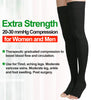 Thigh High Compression Stockings, Open Toe, Pair, Firm Support 20-30mmHg Gradient Compression Socks with Silicone Band, Unisex, Opaque, Best for Spider & Varicose Veins, Edema, Swelling, Black L