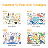 Disposable Placemats for Baby & Toddlers, Disposable Baby Placemats for Restaurants, Travel, Disposable Stick on Placemats with 4 Designs, 40 Pack Disposable Table Mats for Kids (Individual Package)