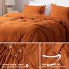 SunStyle Home Queen Size Duvet Cover Set with Buttons Closure Umber, 3 Pieces Solid Color Ultra Soft Skin-Friendly Comforter Cover Set (1 Duvet Cover +2 Pillowcases)