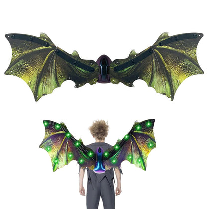 VOD VISUAL Dragon Wings Costumes for Kids, Electric Dragon Wings with LED lights?Halloween Dino Dress-Up Costumes for Boys & Girls?Carnival Dress Up Wings, Birthdays Christmas Gifts Green