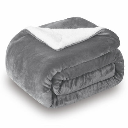 SOCHOW Sherpa Fleece Throw Blanket, Double-Sided Super Soft Luxurious Plush Blanket Throw Size, Grey, 50x60 inches