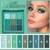 evpct 9 Colors Cyan Light Bule Emerald Mint Dark Green Glitter Shimmer Eye Shadow Makeup Palette Highly Pigmented Waterproof Matte Glitter Shimmer Pearl Daily Party Sparkling Eyeshadow Palett for Girl
