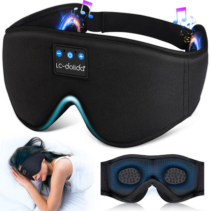 Sleep Headphones, 3D Sleep Mask Bluetooth Wireless Music Eye Mask, LC-dolida Sleeping Headphones for Side Sleepers Sleep Mask with Bluetooth Headphones Ultra-Thin Stereo Speakers Perfect for Sleeping