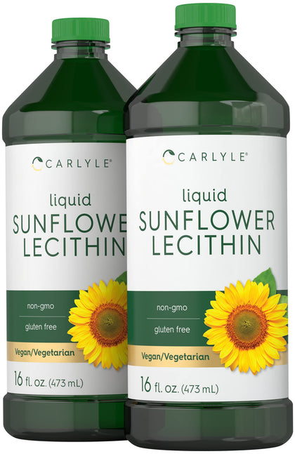 Carlyle Sunflower Lecithin Liquid 16 oz Oil | 2 Pack | Vegan, Vegetarian, Non-GMO, Soy Free, Gluten Free