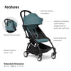 BABYZEN YOYO2 Stroller - Lightweight & Compact - Includes Black Frame, Aqua Seat Cushion + Matching Canopy - Suitable for Children Up to 48.5 Lbs