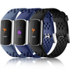 Maledan Compatible with Fitbit Charge 6/ Charge 5 Bands Women Men - Waterproof Sport Band Breathable Strap Replacement Wristbands for Fitbit Charge 6/ Charge 5 Accessories, Black/Navy Blue/Blue Gray