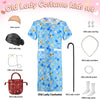 DJKFAEK Old Lady Costume for Kids 100 Days Of School Grandma Costume Set With Granny Glasses Necklace Wig Cane (M)