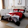 Erosebridal Red Rose Bedspread Set Black and White Swan Quilted Queen Bed Set,Birds Coverlet Set Romantic Flower Quilt Set Wild Animals Bedroom Decor for Girls Woman Lady Wedding Decorations