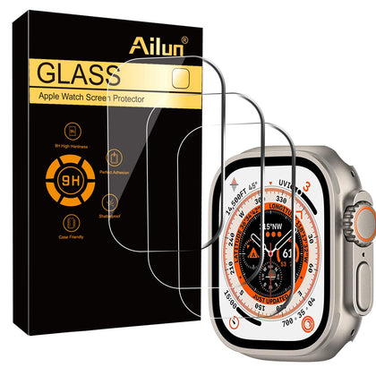 Ailun for Apple Watch Ultra 2/Ultra Screen Protector [49mm], Tempered Glass Film, Anti-Scratch, High Definition, Touch Sensitive[3 Pack][Clear]