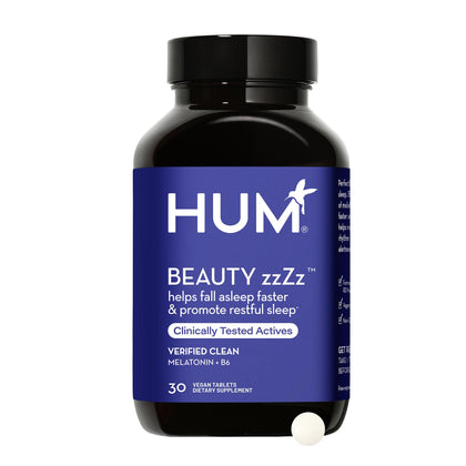 HUM Beauty zzZz - Melatonin Sleep Supplement with Blend of Vitamin B6 & Calcium - Non-GMO, Gluten-Free, Vegan (30 Tablets)