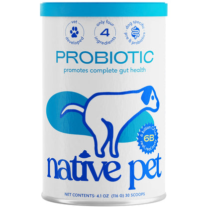 Native Pet Probiotic Powder for Dogs - Vet Created for Digestive Issues - Probiotic + Prebiotic + Bone Broth - 232 Gram 6 Billion CFU- Probiotics Dogs Love! (4.1 oz)