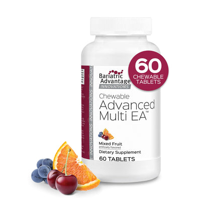 Bariatric Advantage Chewable Advanced Multi EA, High Potency Daily Multivitamin for Bariatric Surgery Patients Including Gastric Bypass, Sleeve Gastrectomy, and DS - Mixed Fruit, 60 Count