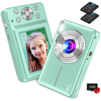 Digital Camera,Kids Camera with 32GB Card,Nsoela FHD 1080P 44MP Compact Vlogging Camera,Point and Shoot Camera 16X Digital Zoom, Portable Mini Kids Camera for Teens Students