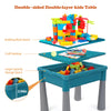 Double-Sided Kids Activity Table with Storage, 105pcs Large Marble Run Building Blocks Table, 5-in-1 Multi Activity Play Sand Water Eating Table for Kids Toddler Boys Girls Ages 1 2 3 Year Old
