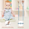 Pacifier Clips for Baby Boys Girl - 100% Food Grade Silicone, One Piece Pacifier Clip Holder, Wooden Clips Design, Paci Clip Soothe Baby Binky Holder for Shower Birthday Gift(Apricot+Powder Rose)