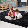 Noahas Fluffy Bedroom Rug Carpet,4x5.3 Feet Shaggy Fuzzy Rugs for Bedroom,Soft Rug for Kids Room,Plush Nursery Rug for Baby,Thick Black Area Rugs for Living Room,Cute Room Decor for Girls Boys