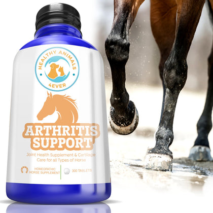 HealthyAnimals4Ever All-Natural Horse Arthritis Support - Helps Prevent Stiffness, Joint Pain & Lameness - Joint Supplements for Horses - Homeopathic & Highly Effective - 300 Tablets