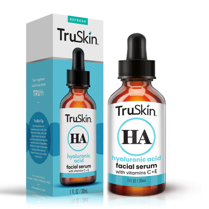 TruSkin Hyaluronic Acid Serum for Face - Hydrating Facial Serum with Hyaluronic Acid & Vitamin C - Anti Aging Facial Skin Care - Best Face Serum for Moisturizing and Fine Lines, 1 fl oz