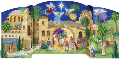 Vermont Christmas Company Bethlehem Nativity Free Standing Advent Calendar with Nativity Story