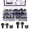 Swpeet 80Packs 4 Sizes M5 M6 Black Computer Mount Cage Nuts and Screws with Metal & Plastic Washers Assortment Kit, Square Hole Hardware Cage Nuts & Mounting Screws Washers