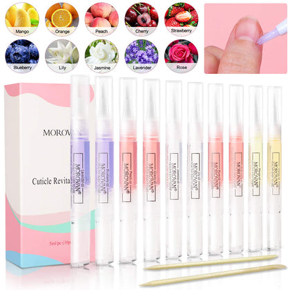 Morovan Cuticle Oil Pen For Nails: 10 Pcs Treatment Care Cuticle Oil Pen - Natural Cuticle Pen Repair Manicure Softener And Strengthener With Vitamins Moisturized Salon Pen