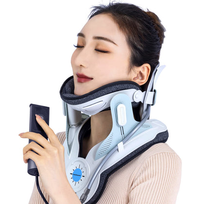 Twinklepoch Cervical Neck Traction Device, Electric Air Pump Cervical Traction Device with 3 Power Traction and 8 Built-in Airbag Support, Neck Pain Relief and Relaxation