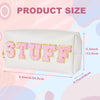 Burskit Stuff Bag Preppy Travel Makeup Bag Organizer Patch Large Varsity Stoney Clover Chenille Letter Cosmetic Toiletry Nylon Cute Preppy Bags PU Leather Waterproof Portable Pouch Storage Purse