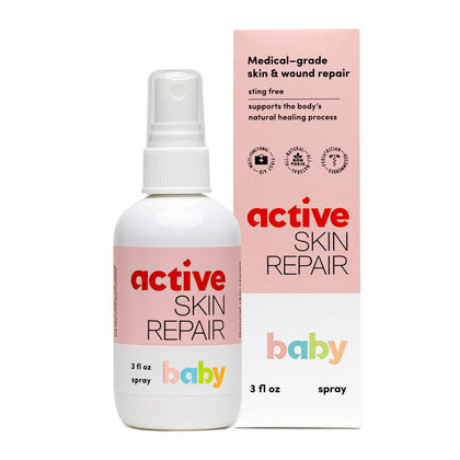 Active Skin Repair Natural, Non-Toxic, No Sting Baby Spray First Aid Safe For Use on Diaper Rash, Baby Acne, Eczema, Cuts, Wounds, Scrapes, and Other Skin Irritations (3 oz. Spray)