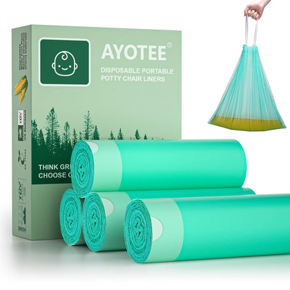 Compostable Potty Bags for Portable Toilet Kids, AYOTEE Drawstring Portable Potty Liners for Portable Potty, Convenient Travel Universal Potty Chair Liners for Toddlers, Pet and Outdoors?100PCs?