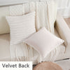 FUTEI Cream White Striped Decorative Throw Pillow Covers 18x18 Inch Set of 2,Square Fall Decorations Couch Pillow Case,Soft Cozy Faux Rabbit Fur & Velvet Back,Modern Home Decor for Bed