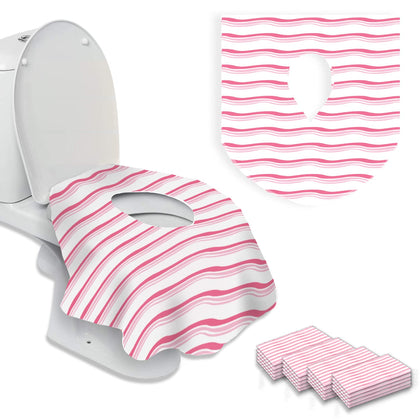 20 Extra Large Toilet Seat Covers Disposable for Kids & Adults-Toilet Covers Disposable for travel-Toddler Toilet Seat Cover Liners for Potty Training-Individually Wrapped-Waterproof (Pink Waves)