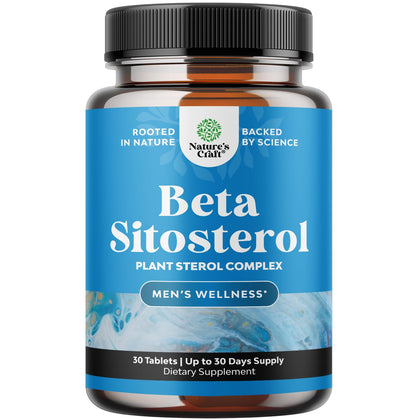 Plant Sterols Complex with Beta Sitosterol - 500mg Beta-Sitosterol Sterols and Stanols Supplement for Heart Health and Prostate Support - Heart and Prostate Health Supplement for Men - 30 Tablets