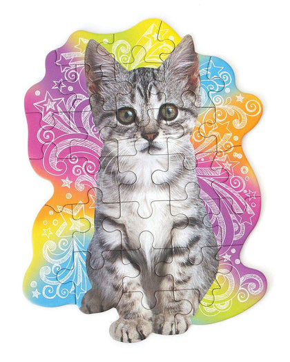 Playhouse Tabby Kitten 25-Piece Die-Cut Shaped Mini Puzzle for Kids