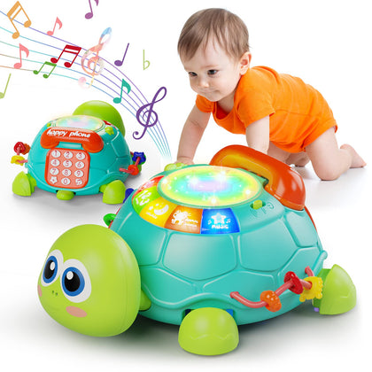 Baby Toys 6 to 12 Months, Tummy Time Toy for 12-18 Months, Musical Turtle Crawling Toys with Light & Sound, Birthday Gift Early Educational Toy for Baby Infant 3-6 7 8 9 10 Months 1 2 Year Old