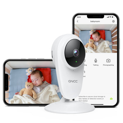 GNCC Baby Monitor with Camera and Night Vision, 1080P Baby Camera Monitor?Indoor Camera with Two Way Audio, 2.4G WiFi Smartphone Control, Motion/Sound Detection, SD&Cloud Storage, C1