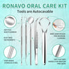 RONAVO Dental Tools, Plaque Remover for Teeth, Tongue Scraper, Tartar Remover, Professional Home Stainless Steel Dental Hygiene Oral Care Kit with Case, 5pc