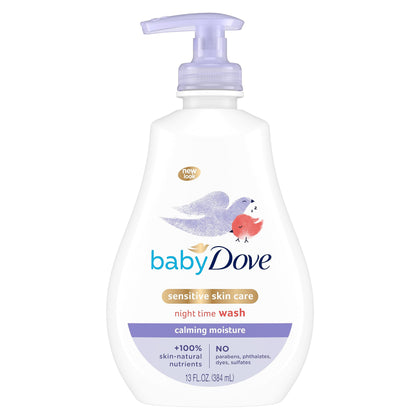Baby Dove Sensitive Skin Care Baby Wash Calming Moisture For a Calming Bath Wash Hypoallergenic and Tear-Free, Washes Away Bacteria 13 oz