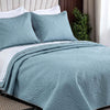 Oversized King Bedspreads 128x120 Lightweight Quilt Set for Extra Tall Wide King or Cal King Bed Includes 1 Quilt 2 Pillow Shams Blue