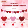 OHOME Valentines Day Decorations - Heart Valentines Garland - 40 Pack Valentines Day Backdrop Banner Valentine's Day Accessories Party Favors for Door Wall Classroom School Home-Valentines Day Decor